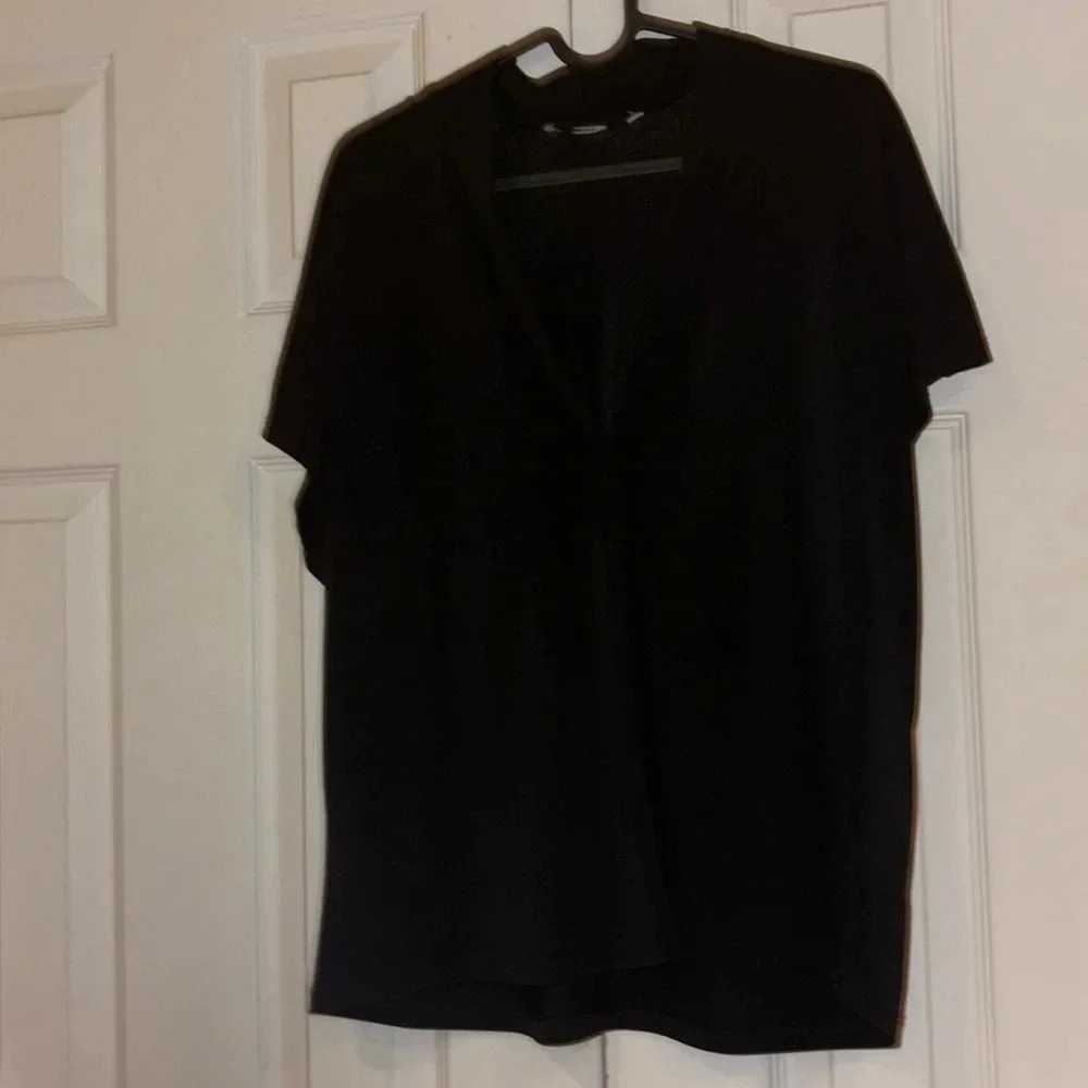 Vintage black slouch oversized  V-neck blouse Sz L